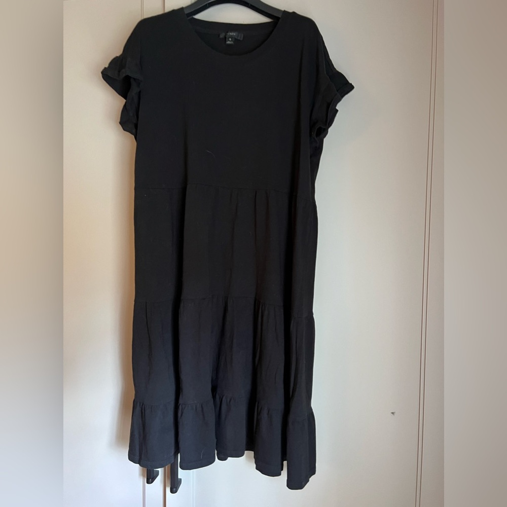JCrew simple black cotton drop waist dress